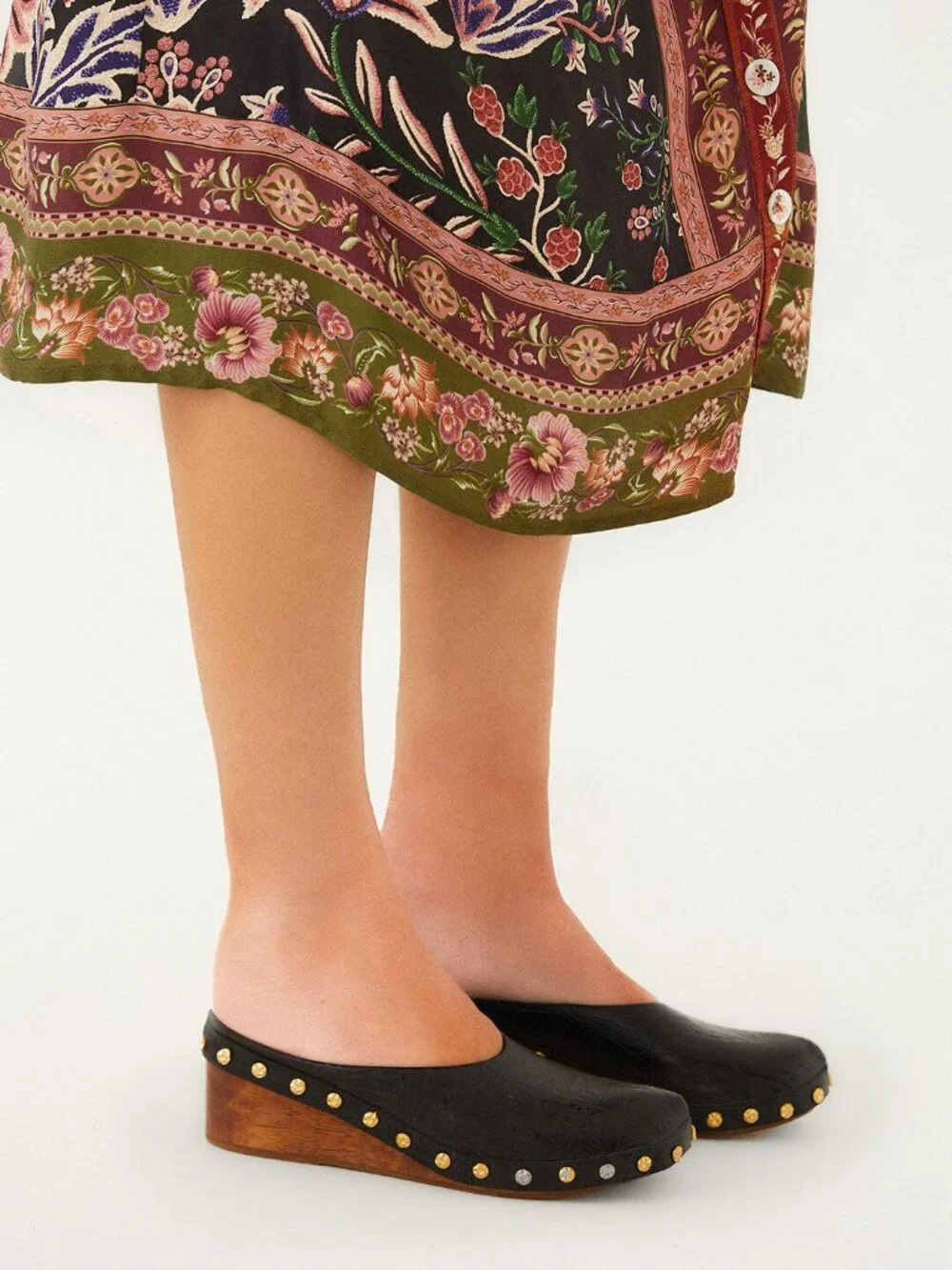 Black Embossed Wedge Clog - Picture 2 of 6